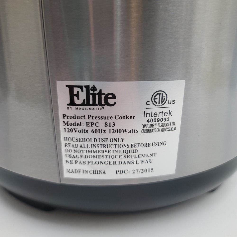 Elite Platinum 8Qt Digital Pressure Cooker EPC-813 Stainless‎ Steel Multi-Cooker - Picture 15 of 15